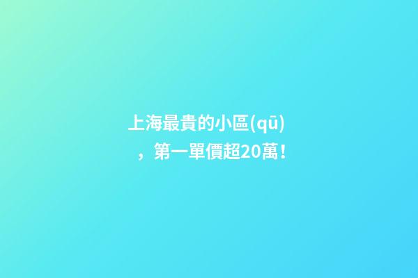 上海最貴的小區(qū)，第一單價超20萬！